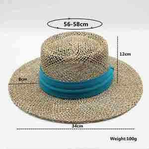 Wholesale Wide Brim Summer Natural Seagrass <b>Straw</b> Beach Sun <b>Hat</b> Concave Boater <b>Hat</b> - Product Image 2