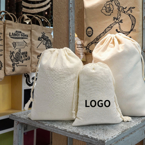 Túi bông hữu cơ tùy chỉnh với dây thừng, thân thiện với môi trường, có thể tái chế, phân hủy sinh học, in logo, túi lưu trữ đồ trang sức - Product Image 1