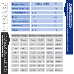 Transformador de Montaje en PCB Sellado con Epoxi YHDC PE4220-M, 10VA, 110/220/230/380V CA, 6-24V CA, Bajo Ruido, UL94-V0, Retardante de Llama, CE/RoHS - Product Image 5
