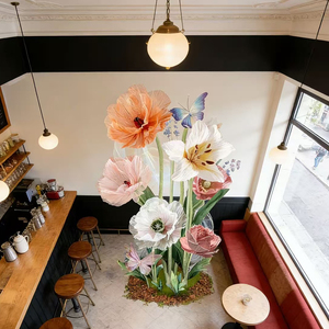 Set di Rose di Carta Personalizzate Giganti <span class=keywords><strong>in</strong></span> Seta e Organza con Papaveri e <span class=keywords><strong>Farfalle</strong></span> per Decorazioni Nuziali e Esposizioni Floreali Interne - Product Image 6