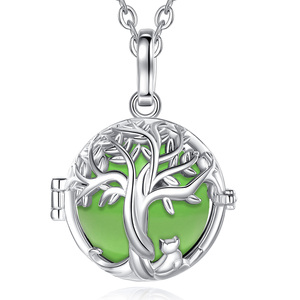Changda Baum des Lebens Katze Llam adores De Angeles Glockenspiel Ball Lla madores De Angel En Plata De Ley Engel Glockenspiel Anruf Musikalische Halskette - Product Image 1