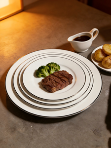 Piatto in Porcellana Cinese a Grandezza Naturale 6/7/8/9/10/11/12/14 Pollici con Intarsio Dorato, Elegante Stile Americano Fatto a Mano per Matrimoni e Feste - Product Image 5