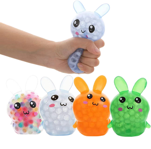 Bulk Transparent <b>Bead</b> Bunny Squishy Toys TPR Soft Stress Relief Fidget Toys Assorted Mini Kids Party Favors Classroom Rewards - Product Image 1