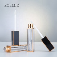 Emballages pour gloss à lèvres de 4 ml, MOQ 12000 pièces, tube de gloss à lèvres noir et or avec logo personnalisé