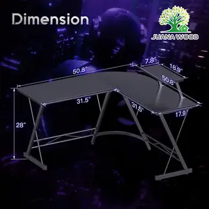 L-Vormige Laptop Studie Computer Tafel Stand Bureau Moderne Mentale En Houten Gaming Tafel