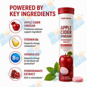 Compresse Effervescenti di Aceto di Mele a Marchio Privato con Vitamina B6 <span class=keywords><strong>B12</strong></span>, Gusto Mela, Produttore ODM di Integratori, Vendita all'Ingrosso - Product Image 4