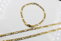Bracelet en or véritable plaqué or, lien Figaro, 21*0.5cm, garantie 2 ans, qualité UK-REACH, BMZ 2026, unisexe, collier-bracelet