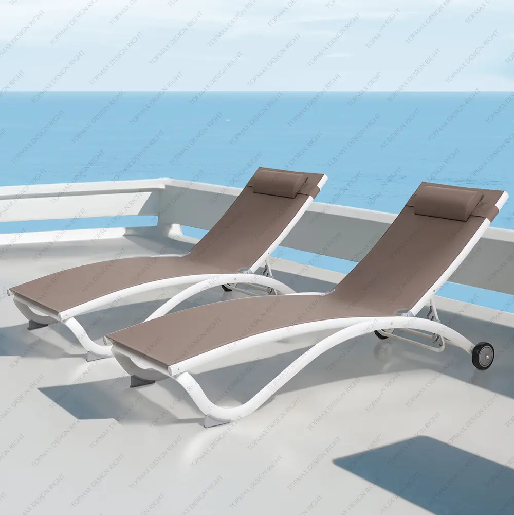 Beach Hotel Commercial Pool Lounge Chairs Aluminium Swimming Pool Recliner Bed Outdoor Pool Sun Lounge With Wheels