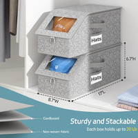 Organisateur de placard empilable 2 pièces, boîte de rangement rectangulaire pliable pour hommes et femmes, rangement et gestion de casquettes de baseball