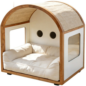 Cross-border design source factory direct supply of arched semi-circular MDF <b>cat</b> and dog beds with acrylic - Product Image 4
