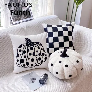 Wabi Sabi Cream Style Black White Minimalist Embroidered <b>Throw</b> <b>Pillow</b> PP Cotton Filled Modern for Living Room Homestay Decor - Product Image 4