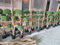 Arbres en plastique avec boules artificielles de 80 cm, tronc naturel, fleurs de cerisier, herbe artificielle, décorations de mariage en extérieur, feuilles en plastique et en acier