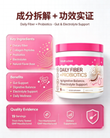 Poudre de fibres quotidienne, probiotiques, collagène, électrolytes, favorisent la digestion, complément alimentaire végétalien sans gluten, étiquette privée OEM