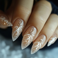 24 faux ongles carrés en acrylique brillant rose nude dégradé, courts, réutilisables, avec colle