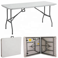 Table pliante à tréteaux en plastique de 6 pieds avec plateau stable en HDPE et pieds robustes, table pliante de 6 pieds par Best Choice