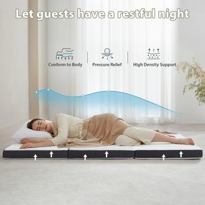 Colchón Plegable de Espuma Viscoelástica Triple, Colchón Plegable con Funda Extraíble y Lavable, Colchoneta para Dormir en el Suelo - Product Image 5