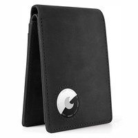 Portefeuille intelligent pour hommes de haute qualité en cuir véritable peau de cheval fou avec fermeture ouverte porte-carte RFID court et portefeuille GPS