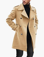 Veste de mode pour homme, pardessus, trench-coat décontracté pour homme, vêtements d'extérieur, double boutonnage, col à revers, vestes longues pour homme