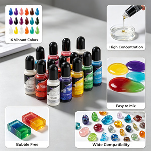 LEQU Happy And Fun Bulk 16 Couleurs de Teintures Liquides pour Résine Époxy, Très Concentrées, pour Fournitures d'Artisanat en Gros - Product Image 2