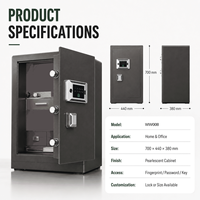Coffre-fort électronique intelligent ignifuge avec sécurité par empreinte digitale et mot de passe, et intérieur de luxe pour la maison et le bureau
