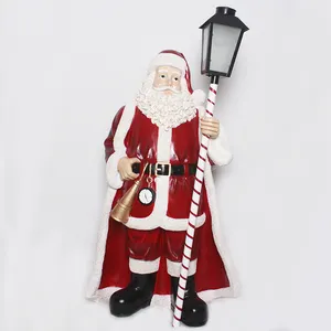 53 Inch Standing Indoor Christmas Life Size Santa Claus Statue Decoration For Holiday Ornaments