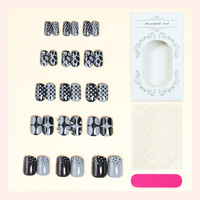 Faux ongles à presser en gros, style cercueil, motif floral français, pour femmes, manucure douce et audacieuse