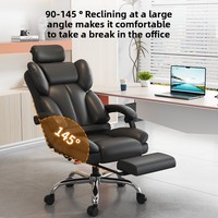 Chaise de bureau ergonomique en cuir, réglable en hauteur, inclinable, chaise de patron sportive pour la maison, confortable pour les longues sessions d'apprentissage