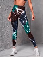 Legging de sport pour femme, taille haute élastique, effet froncé aux fesses, sans couture, tie-dye, extensible dans les quatre sens, pour yoga et fitness