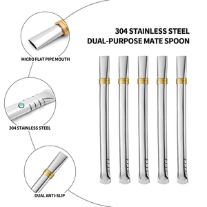 Diseño de boca plana Grado alimenticio 304 Acero inoxidable Metal Reutilizable Beber Forma plana <span class=keywords><strong>Yerba</strong></span> <span class=keywords><strong>Mate</strong></span> Paja - Product Image 5