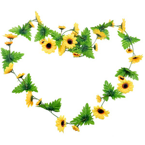Sunflower <b>Vines</b> <b>Artificial</b> <b>Flowers</b> 200cm Silk Material Indoor Decor Wedding Props - Product Image 3