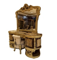 Ensemble coiffeuse rococo antique en bois massif avec miroir et tabouret, commode de luxe en bois pour chambre à coucher, personnalisation prise en charge
