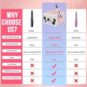 ネイルドリルポータブル電気ネイルファイルマシンGeneviereEファイルピンク<span class=keywords><strong>JD700</strong></span>プロフェッショナル30000RPMマニキュアドリル - Product Image 2