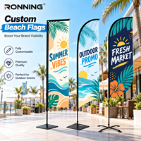 Drapeau de plage portable pour extérieur avec graphiques en tissu interchangeables pour les centres de villégiature, les entreprises côtières, les magasins de surf, les festivals d'été