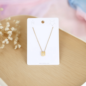 Collier en acier inoxydable avec pendentif lettre M Angelina, plaqué or, classique, unisexe, bijoux de mode, cadeau - Product Image 3