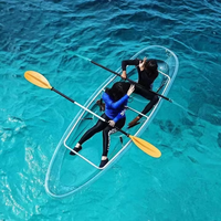 Kayak en Verre Transparent Bateau Océan Fond Clair Kayak Double Transparent Pêche Canoë 2 Personnes