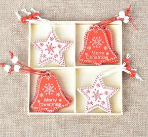 Décorations en bois de Noël Arbre de Noël en bois Renne mixte Ange <span class=keywords><strong>Coeur</strong></span> Oiseau Ornement suspendu - Product Image 3