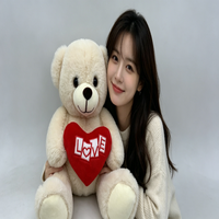 Ours en peluche mignon avec cœur rouge LOVE, ours en peluche doux et moelleux pour un anniversaire