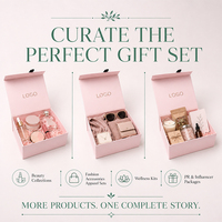 Boîte cadeau magnétique pliable rose avec logo personnalisé, impression marbrée à l'intérieur, emballage en papier rigide de luxe pour cadeaux de beauté