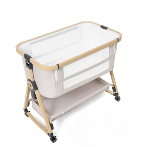 Playkids berceau de chevet pour bébé avec panier de rangement et roues lit pliant facile couchette latérale berceau portable à hauteur réglable - Product Image 5