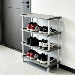 4 Tier <b>Plastic</b> Shoe <b>Rack</b> Space Saving Shoe Organizer Modern Floor Standing Storage Shelf for Entryway - Product Image 2