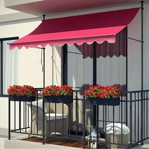 Pillar Type Sunshade Awning Steel Frame Windproof Retractable Awning Manual Outdoor Garden Canopy Pa Level 9 Customized Colors