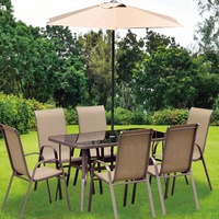 Jiangxi ileasure YCYJ Table de jardin extérieur de haute qualité, loisirs cadre en acier, Table de pique-nique en verre trempé