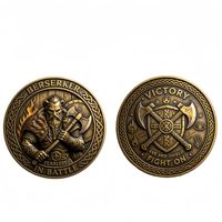 Pièces commémoratives et badges en fer plaqué or/argent, gaufrées, thème Guerrier Nordique, cadeaux pour attractions touristiques transfrontalières