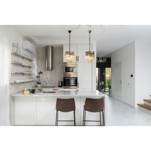 Ensemble d'armoires <span class=keywords><strong>de</strong></span> <span class=keywords><strong>cuisine</strong></span> <span class=keywords><strong>de</strong></span> haute qualité Prima avec <span class=keywords><strong>éléments</strong></span> en bois et disposition élégante <span class=keywords><strong>de</strong></span> la villa grain <span class=keywords><strong>de</strong></span> bois blanc et gris - Product Image 2