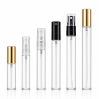 Flacon pulvérisateur de parfum en verre vide, rechargeable, anti-fuite, avec bouchon doré, pour échantillons de voyage, 10 ml, brume fine, vente en gros sur mesure