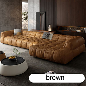 Canapé en cuir de style crème français, salon, chaise longue, concubine, italien, simple, pouf cube, nuage, moderne, canapé modulaire - Product Image 6