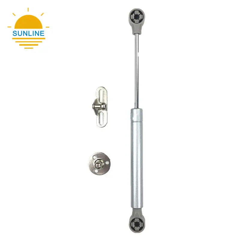 Special micro gas spring for furniture cabinet, with plastic cover pull head and iron disc support