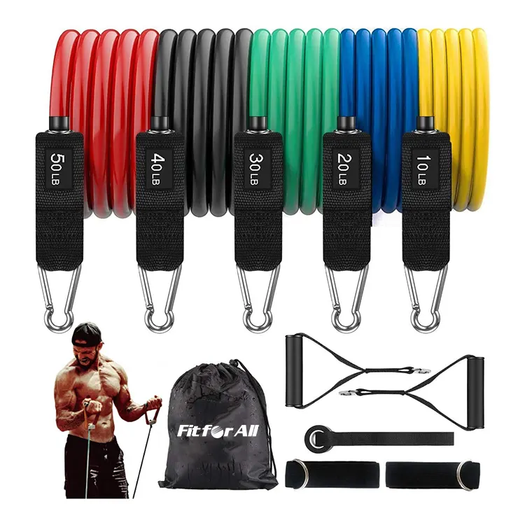 Exercise Pull Rope Latex Tubes Foam Handle Door Anchor Straps Fitness Yoga Training Sport Workout Resistance Band Set