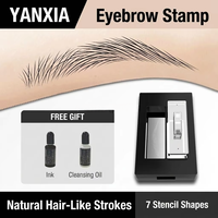 Plantillas para Cejas de 4 Colores, Almohadilla de Impresión, Sellos para Cejas Resistentes al Agua y de Larga Duración para Belleza