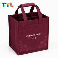 Tas Jinjing Non Woven Personalisasi untuk Anggur, Tas Belanja Custom dengan Sekat dan Pegangan Pendek untuk Kemasan Hadiah Kebun Anggur